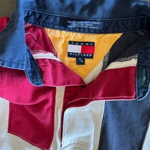 Vintage Tommy Hilfiger Retro Colorblock Polo Shirt Red, White, Blue